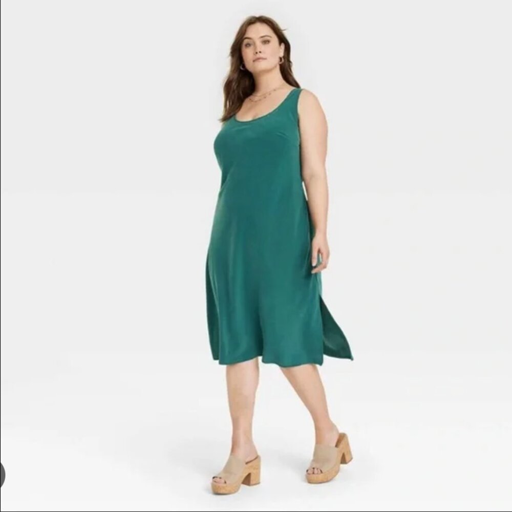 Women's Midi Slip Dress - Universal Thread Size Large Color Woodland Green NWT